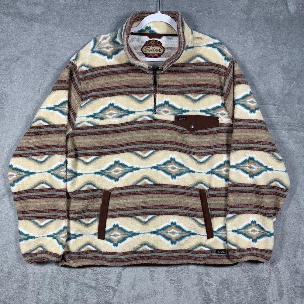 Cavender's Rafter‎ C Fleece Pullover Mens XL Southwestern Quarter Zip Western